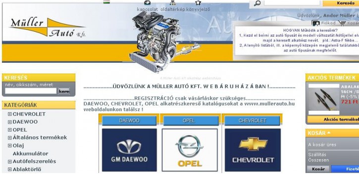 Opel alkatrész webshop